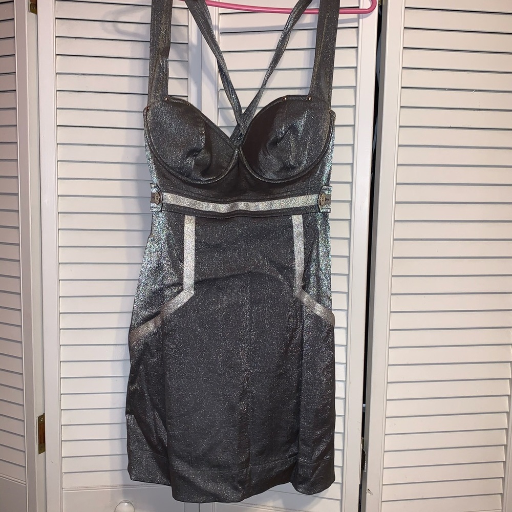 Sexy silver cocktail dress